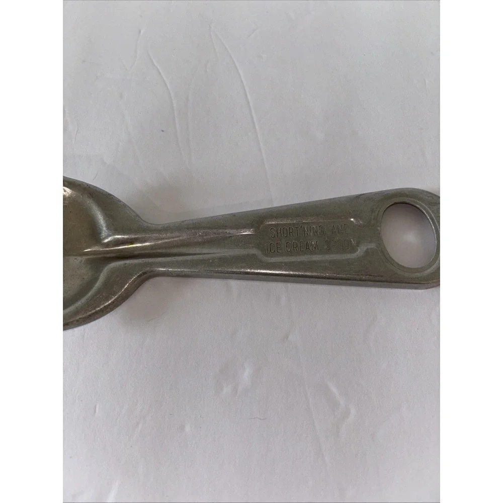 Vintage Aluminum Short'ning Ice Cream Spoon Scoop Farmhouse Kitchen Collectable